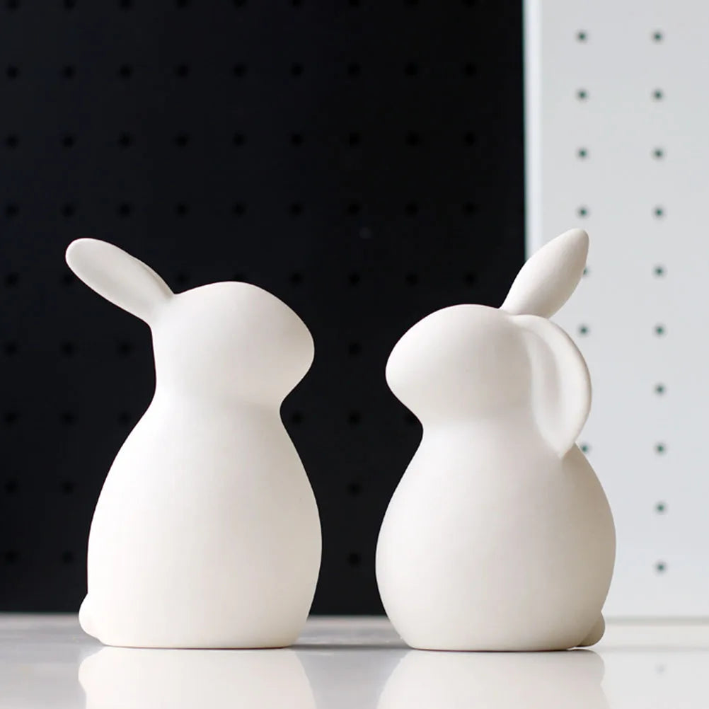 Bunny Rabbit Ceramic Easter Figurine Decor Decorations Figurines