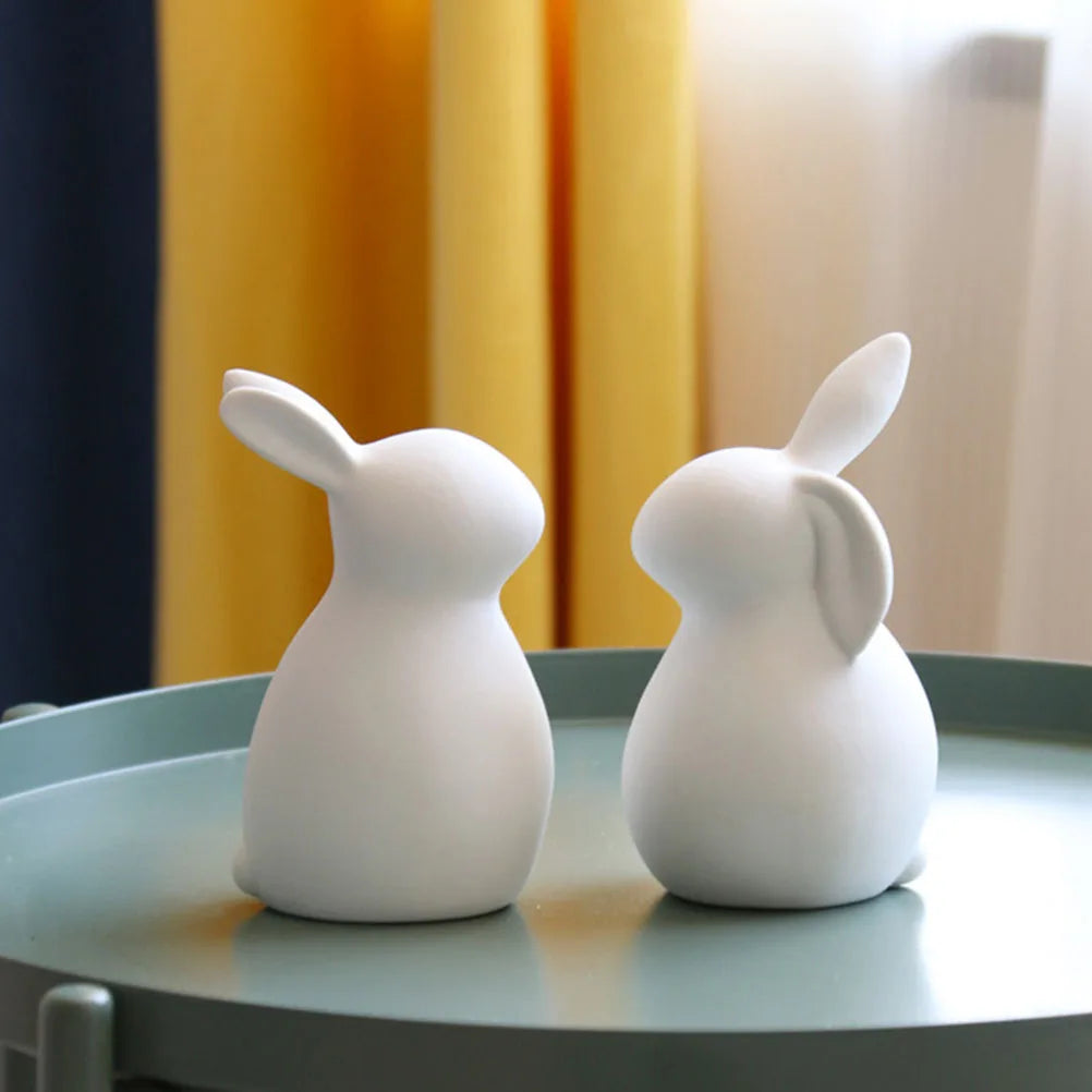 Bunny Rabbit Ceramic Easter Figurine Decor Decorations Figurines