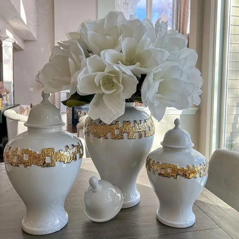 Golden Ring Ceramic Vase Decor-Vase-Arlik interiors