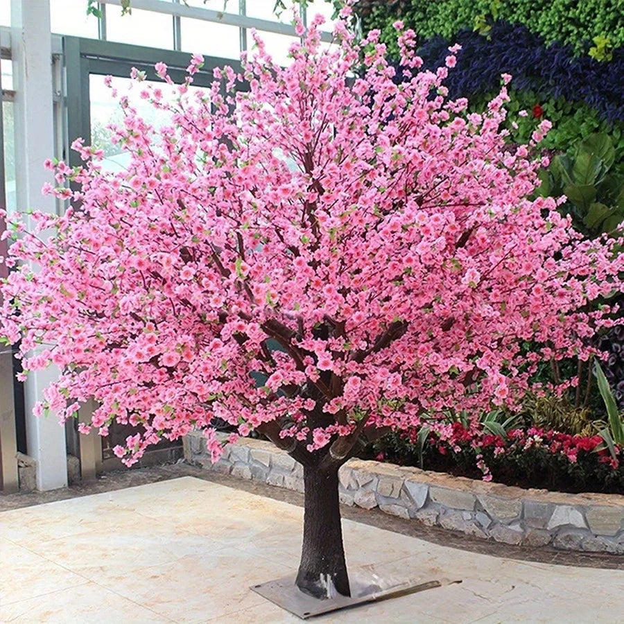 3pcs Artificial Cherry Blossom Flowers Peach Floral Stems Tall Vase Arrangement