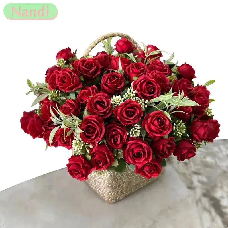 10 Heads Rose Bouquet Artificial Flowers-Artificial Flora-Arlik interiors