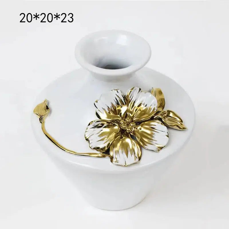 Ceramic Vase Gold Embossed Vintage Flower Vase-Vase-Arlik interiors