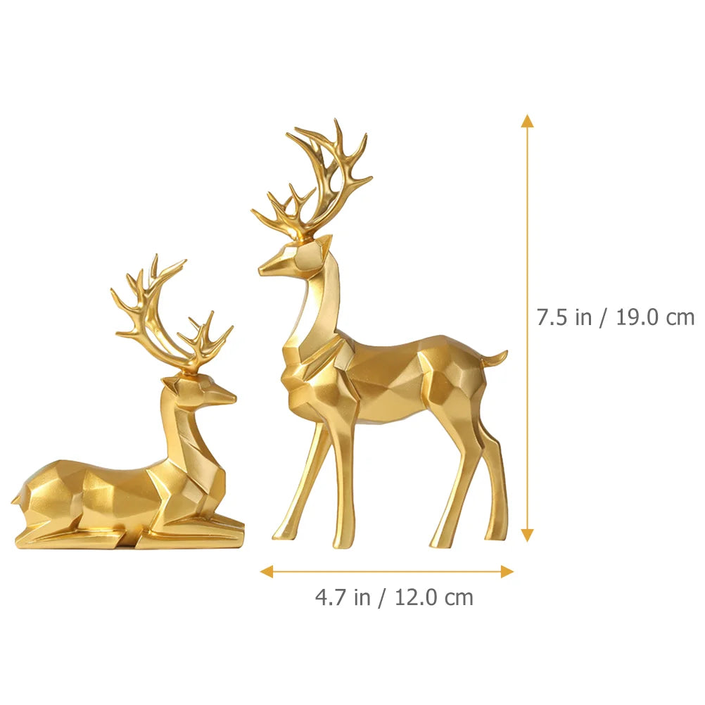 2 Pcs Elk Ornaments Table Decor Deer Figurines Home Centerpieces