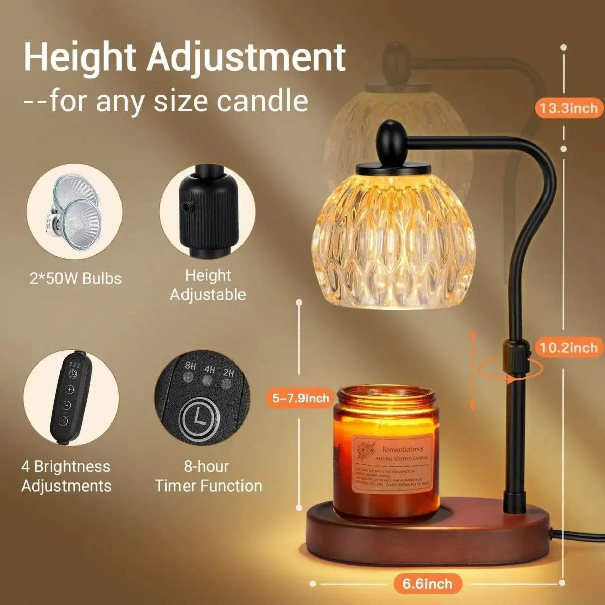 Bedside Lamp Adjustable Candle Warmer
