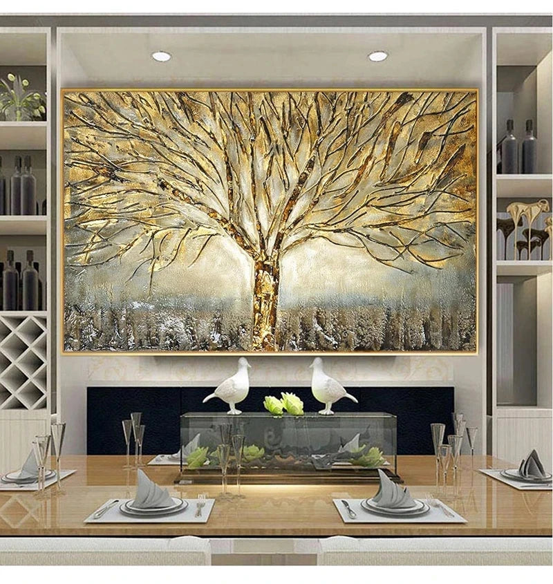 Abstract Gold Tree Wall Art Posters Prints Landscape Canvas Painting Wall Art