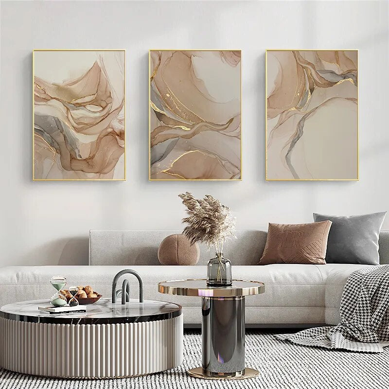 Islamic Calligraphy Posters and Prints Allahu Akbar Beige Gold Marble Canvas Painting Abstract Wall Art Picture for Living Room-Arlik interiors