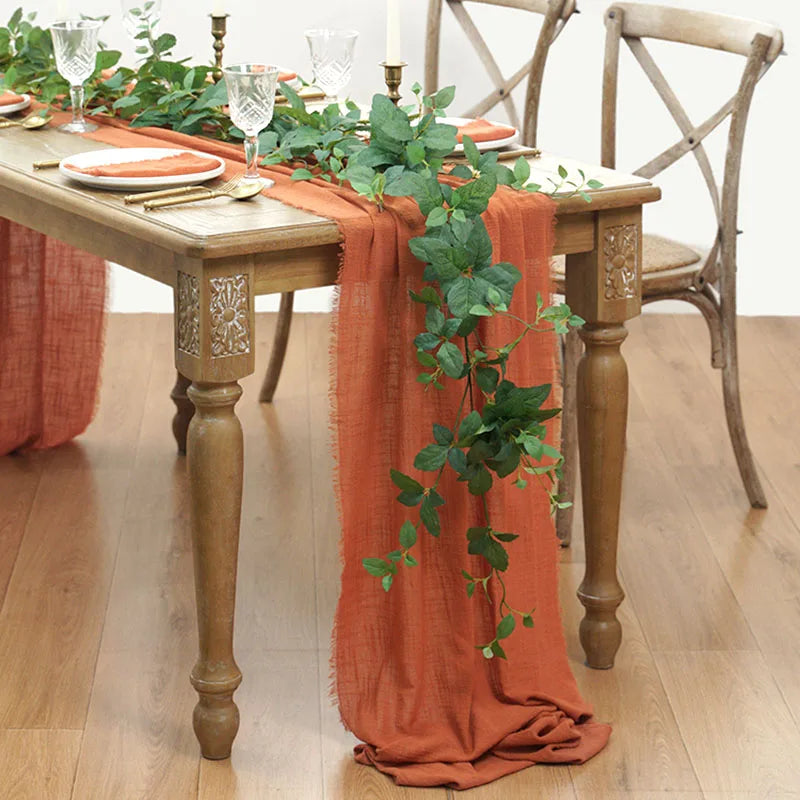 Table Runner Rustic Cotton Gauze Cloth Dining Burlap Cover