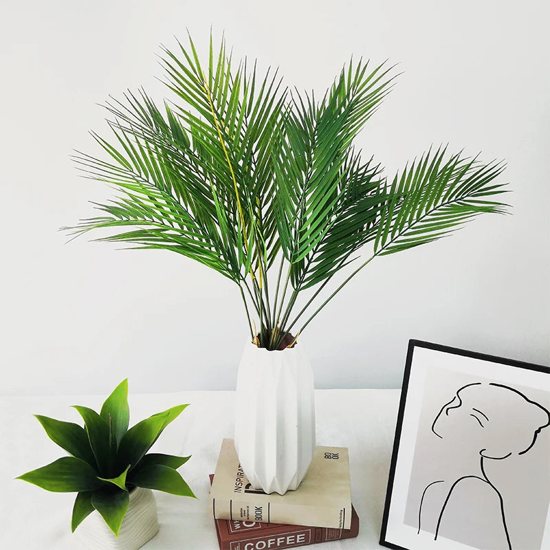 Large Artificial Palm Fake Plants Branch Real Touch Palm Leaves Decor