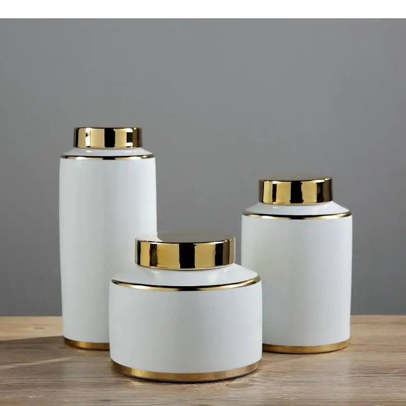 Gold Plated Ceramic Vases Hotel Living Room Home Ornaments Room Decoration