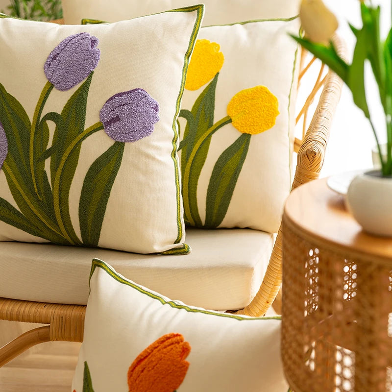 Tulip Spring Throw Pillow Covers-Throw Pillows-Arlik interiors