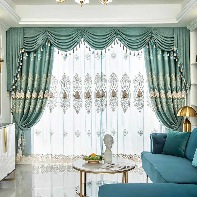 Embroidery Green Curtains for Living Room And Bedroom