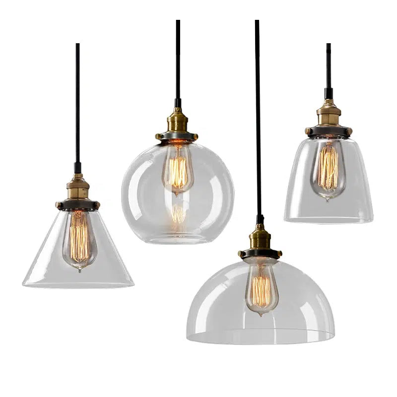 Vintage Amber clear Glass Pendant lightings Nordic industrial Kitchen living room decoration Single head LED hanging lamp-Arlik interiors