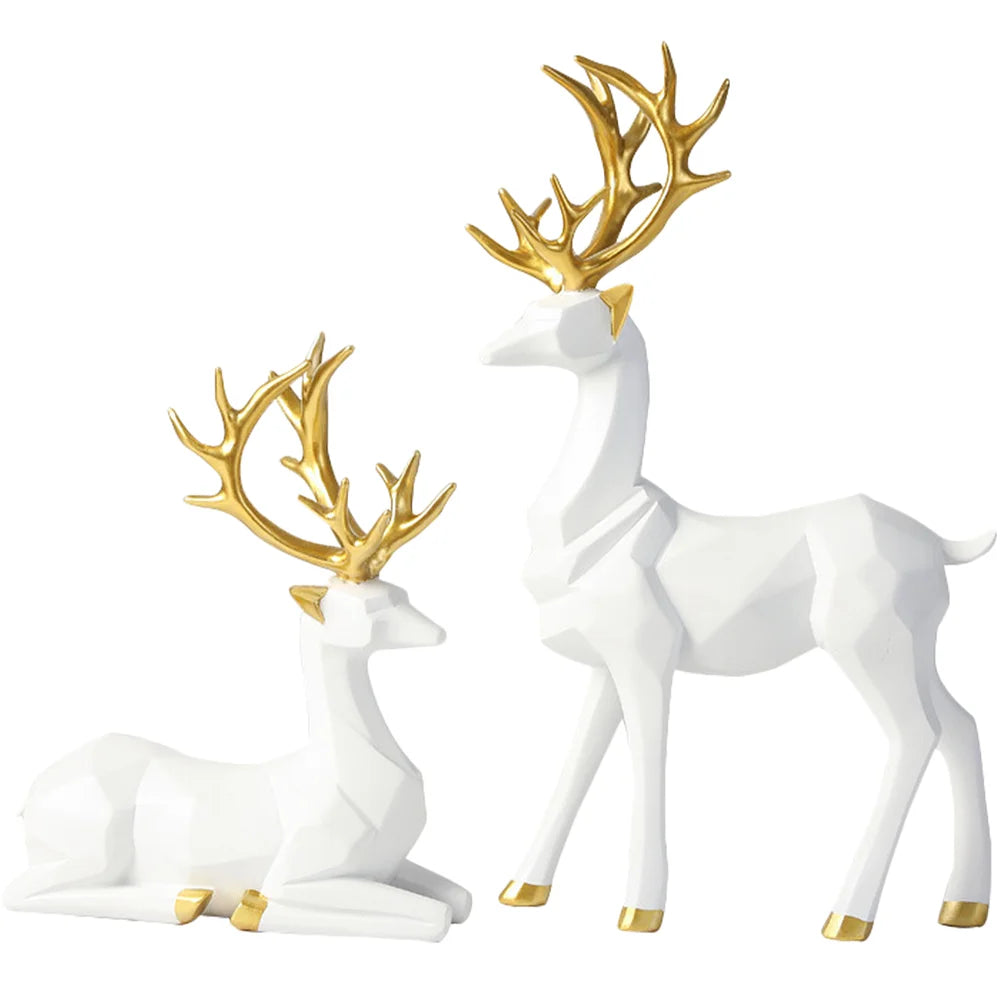 2 Pcs Gold Table Decorations Origami Elk Ornaments Modern Accents